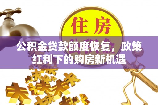 颍泉公积金贷款额度恢复，政策红利下的购房新机遇